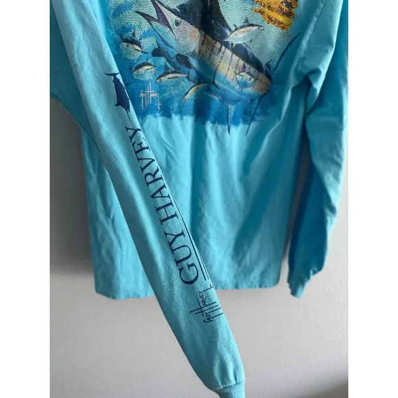 Vintage Guy Harvey Long Sleeve Pocket Tshirt Size S Fishing Outdoors - Picture 7 of 7